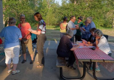 Members do an activity at our June 2023 meeting in Fish Creek Park